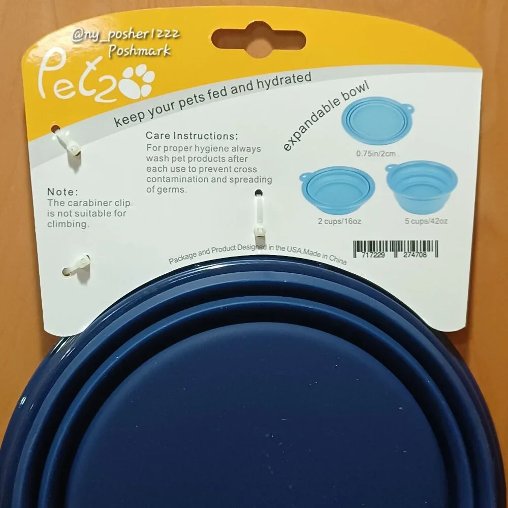 Ｐｅｔ₂Ｏ Silicone Round Travel Pet Bowl (Size Large) 🔴🔵